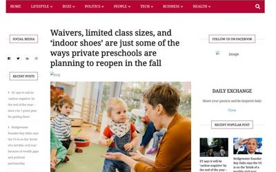 Daily Exchange – Waivers, limited class sizes, and ‘indoor shoes’ are just some of the ways private preschools are planning to reopen in the fall