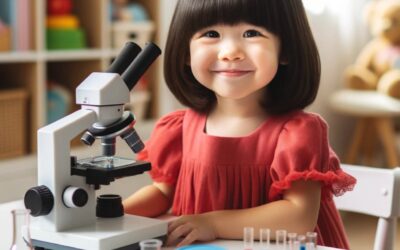 Our curious little learners & microscope.